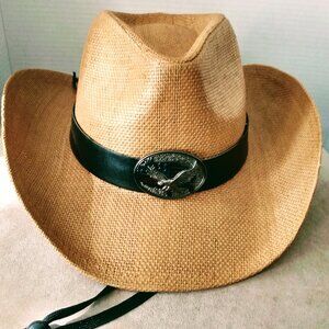 WESTERN COWBOY HAT UNISEX WITH EAGLE PATRIOTIC AND FLAG ONE SIZE
